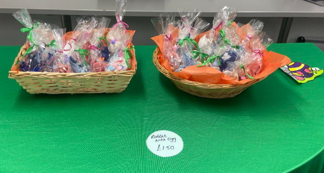 Items created by M@L students being sold at an Easter Market