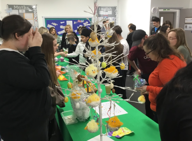 Students at M@L selling items they have created at an Easter Market